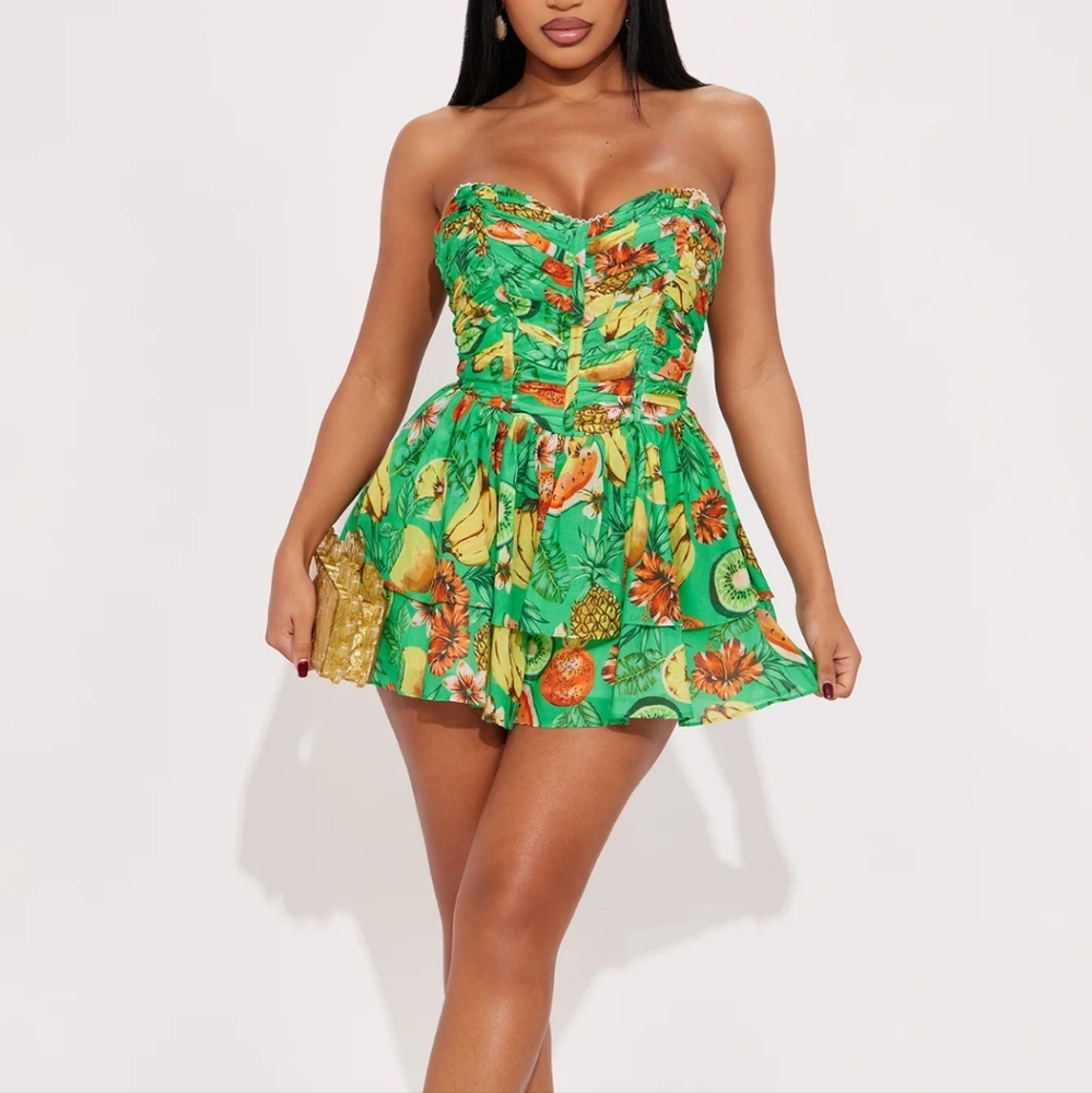 NWT Fruity and Sexy Green Strapless Romper Size XL